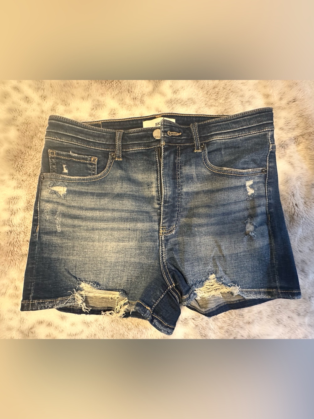 BKE Women's Distressed Blue Denim Jean Shorts